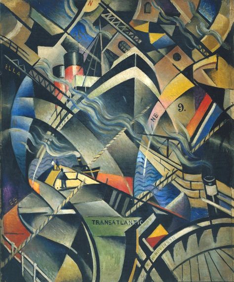 Futurism ---------------------------------------Transatlantic, Carlo Carra Futurist Painting, Gino Severini, Italian Futurism, Futurism Art, English Art, Hur Man Målar, The Arrival, Futurism, Italian Art