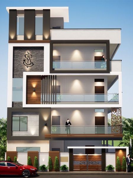 Elevation Design G+4 Elevation Design For 3 Floor House, House Front Design Elevation G+2, Elevation Of 3 Storey Building, 3 Floor House Elevation Design Indian, House Elevation 3 Floors, Home Elevation 2 Floor, G+2 Building Front Elevation, 2 Floor Front Elevation Designs, Outer Look Of Indian House