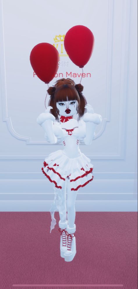 I didn’t copy!!  Dress To Impress Creepy Carnival Dress To Impress Outfit, Pennywise Dress To Impress, Dress To Impress Creepy Carnival, Chucky Dress To Impress, Dress To Impress Carnival Theme, Carnival Outfit Dress To Impress, Clown Dress To Impress, Animatronics Dress To Impress, Dress To Impress Carnival