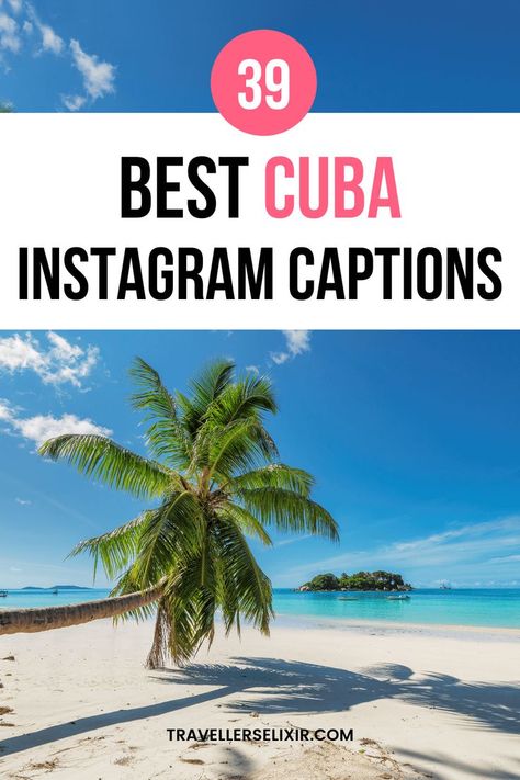 Best Cuba Instagram captions & quotes Cuba Quotes, Beach Insta Captions, Cuba Outfit, Instagram Captions Cute, Creative Captions, Puns Quotes, Cuba Pictures, Cuba Vacation, Vacation Captions