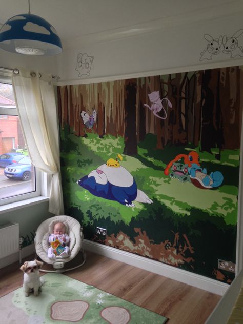 Pokemon Bedroom, Night Nursery, Pokemon Room, Baby Boy Themes, Cool Kids Rooms, Baby Room Themes, Kids Bedroom Inspiration, Nursery Room Design, Bedroom Murals