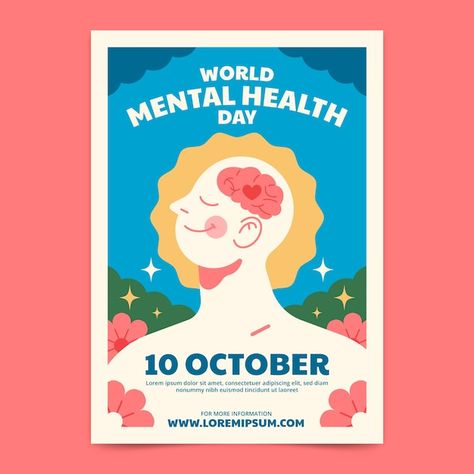 Self Care Graphic Design Poster, Doctor Graphic Design, Healthy Lifestyle Poster Design, Health Event Poster, Health Poster Design Creative, World Mental Day Poster, World Mental Day, Health Poster Design, Pubmats Graphic Design