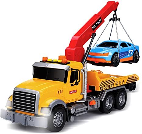 Amazon.com: Big Tow Trcuks Toy Trucks with Hook and car for Boys Pull Back Trcuk Toys wiht Light and Sound for Kids : Toys & Games Toy Tow Truck, Play Vehicles, Backhoe Loader, Electronic Toys, Fashion Toys, Sports Gifts, Tow Truck, Toy Trucks, Building Toys