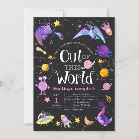 Create your own Invitation | Zazzle Outer Space Birthday Invitations, Galaxy Birthday, Space Birthday Invitation, Outer Space Party, Dinosaur Birthday Invitations, Outer Space Birthday, Space Birthday Party, Space Galaxy, Space Party