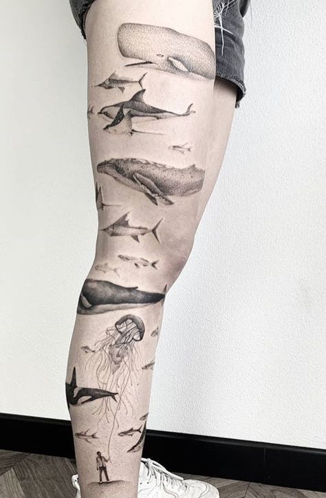 Hand Tattoos Pictures, Shark Tattoo Ideas, Hai Tattoo, Sea Life Tattoos, Marine Tattoo, Best Tattoo Ever, Petit Tattoo, Sea Tattoo, Whale Tattoos