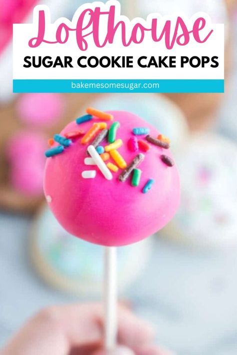 Sugar Cookie Cake Pops are made with Lofthouse sugar cookies, cream cheese, and candy melts. A no-bake sugar cookie dessert that is a hit. A tasty sugar cookie truffle recipe that can made with a lollipop stick or not. Great for birthday parties, holiday celebrations, parties, family gatherings, etc. These are better than Starbucks cake pops! #cakeballs #cakepops #sugarcookies #sugarcookieballs #nobake #dessert #easy Cookie Cake Pops, Homemade Cake Recipes Chocolate, Sugar Cookie Desserts, Sugar Cookie Cake, Starbucks Cake Pops, No Bake Cake Pops, Make Cake Pops, Lofthouse Sugar Cookies, Pink Cake Pops