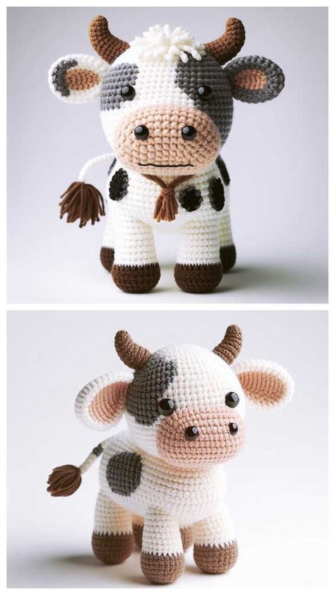 Crochet Cow Marlee Amigurumi Free Pattern - Free Amigurumi Crochet Cows Cute, Farm Animals Crochet Patterns, Chunky Crochet Cow Pattern Free, No Sew Crochet Cow Pattern, Crochet Cow Pattern Free Blanket, Amigurumi Free Pattern Cow, Crochet Amigurumi Cow Free Pattern, Baby Cow Crochet Pattern Free, Crochet Highland Cow Pattern Free Amigurumi Cows