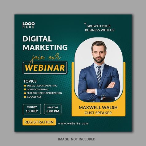 PSD digital marketing live webinar and c... | Premium Psd #Freepik #psd #web-banner #digital-marketing #marketing-flyer #marketing-banner Digital Marketing Design Poster, Business Flyers Ideas, Webinar Flyer Design, Digital Marketing Poster, Advertising Banner Design, Webinar Banner, Business Social Media Posts, Digital Marketing Template, Webinar Flyer