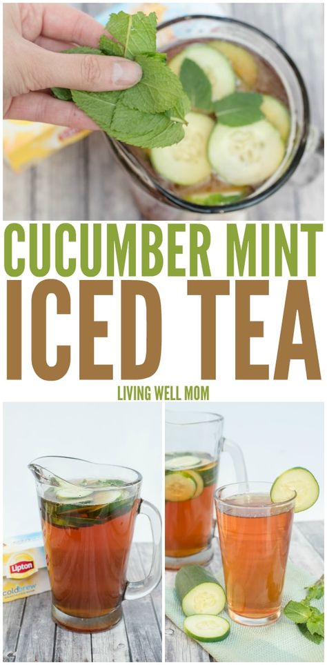 Summer Tea Recipes, Flavored Iced Tea Recipes, Mint Tea Recipe, Cucumber Drink, Iced Tea Recipes Homemade, Homemade Iced Tea, Mint Drink, Sweet Tea Recipes, Iced Tea Recipe