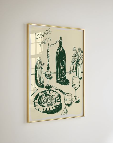 Mid Century Modern Kitchen Art, Vintage Wall Posters, Retro Bar Poster, Vintage Drink Poster, Kitchen Art Deco, Dining Room Wall Art Vibtage Poster, Bar Illustration, Kitchen Wall Art Vintage, Cocktail Wall Art Print