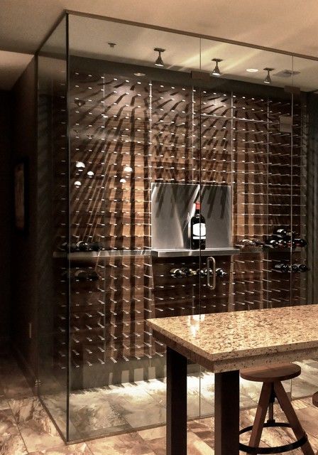 Modern Wine Storage Design - STACT Modular Wine Wall System - Modern - Wine Cellar - Vancouver - by STACT Wine Displays Inc. | Houzz Wall Rack Design, Wine Rack Inspiration, Wine Library, Wine Displays, Wine Storage Wall, Modern Wine Storage, Contemporary Wine Cellar, Glass Wine Cellar, Wall Storage Systems