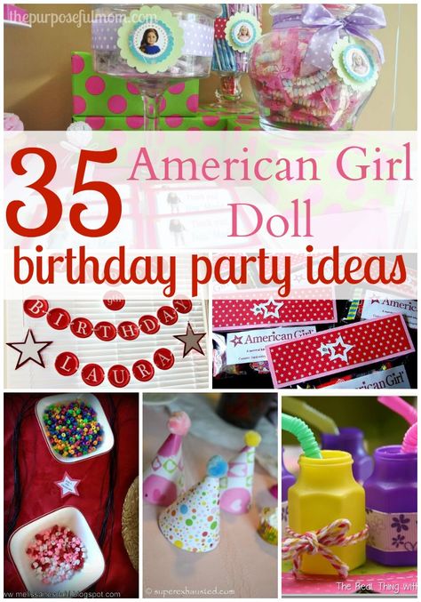 Our daughter, Leah, will be receiving her first American Girl Doll for her 7th birthday this summer! So I thought it might be fun to have an American Girl themed birthday party! Pinterest is a great go-to source for inspiration! Here are 35 ideas, including food, decorations, activities and more! {P.S. Most of them are budget … Doll Birthday Party Ideas, American Girl Doll Birthday Party, Doll Birthday Party, Doll Tea Party, American Girl Birthday Party, Ag Doll Crafts, American Girl Birthday, American Girl Parties, Emily Elizabeth