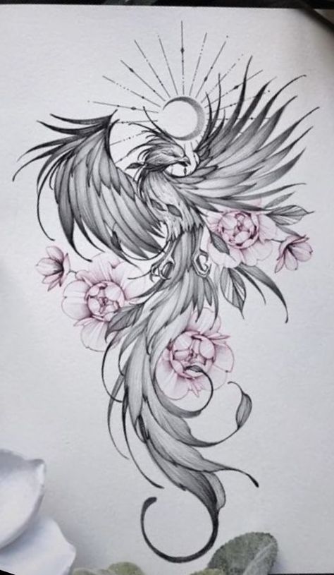 Feniks Tattoo, Phoenix Tattoo Sleeve, Tato Phoenix, Feminine Shoulder Tattoos, Phoenix Tattoo Feminine, Small Phoenix Tattoos, Phoenix Bird Tattoos, Phoenix Tattoo Design, Spine Tattoos For Women