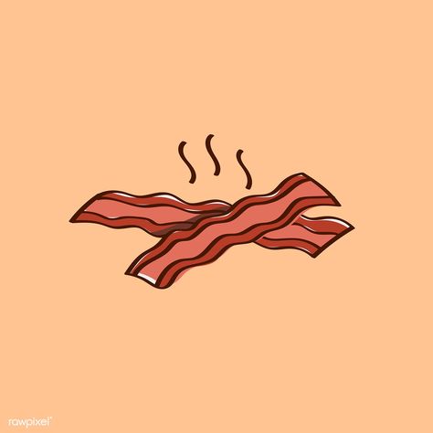 Hand drawn fried slice of bacons vector | free image by rawpixel.com Bacon Illustration, Bacon Drawing, Bacon Recipes For Dinner, Bacon Wrapped Pork, Green Beans With Bacon, Burger Menu, Bacon Brussel Sprouts, Baked Bacon, Kevin Bacon