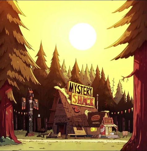 The Mystery Shack, Reverse Gravity Falls, Mystery Shack, Cool Pixel Art, Gravity Falls Art, Wax Museum, Iphone Wallpaper Themes, Fall Inspo, Vintage Poster Art