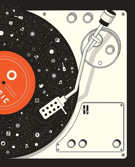 Harry Campbell - Portfolio 2 Music Illustration Design, Vinyl Illustration, Illustration Music, Dj Art, Yearbook Themes, Music Illustration, Music Images, Vinyl Music, Record Player