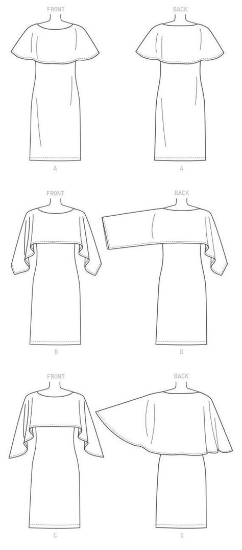 Capelet Pattern Sewing, Beginner Dress Pattern, Robe Sewing Pattern, Easy Dress Pattern, Capelet Pattern, Projek Menjahit, Dresses Sewing, Patterns Sewing, Butterick Pattern