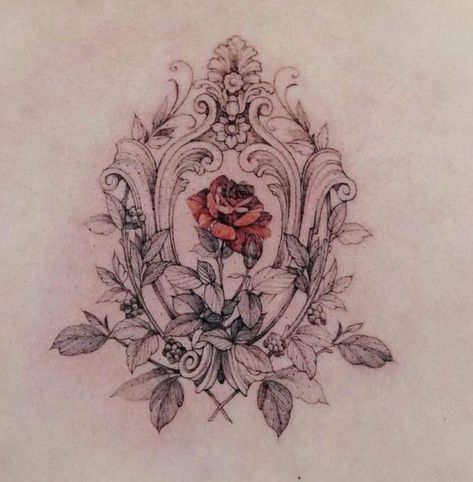 Victorian Tattoo, Minhyuk Monsta X, Mirror Tattoos, Kpop Tattoos, Framed Tattoo, X Tattoo, Rose Tattoo Design, Tattoo Designs For Girls, Disney Tattoos