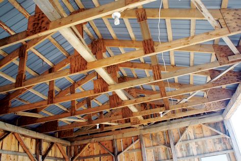 Roof Profiles, Diy Barn Door Plans, Diy Pole Barn, Pole Barn Kits, Barn Door Baby Gate, Pole Barn Construction, Wooden Carports, Pole Barn Designs, Pole Barn Plans