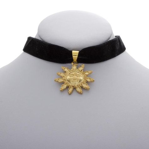 Sun Choker Sun Choker, Kohls Jewelry, Velvet Choker Necklaces, Black Velvet Choker, Sun Charm, Choker Jewelry, Steampunk Accessories, Neck Accessories, Gold Sun