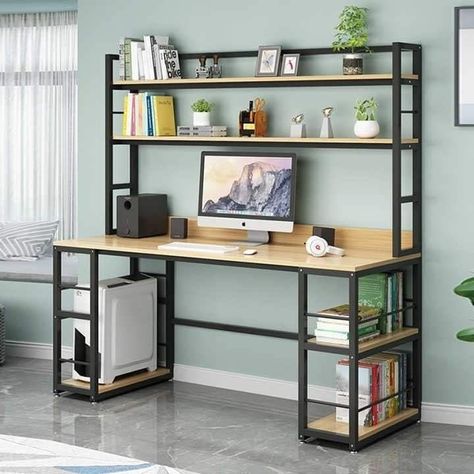 Computer Table Ideas, Home Work Desk, Meja Industrial, Computer Table Design, Study Table Designs, Living Room And Office, Small Room Design Bedroom, Marble Board, Furniture Details Design