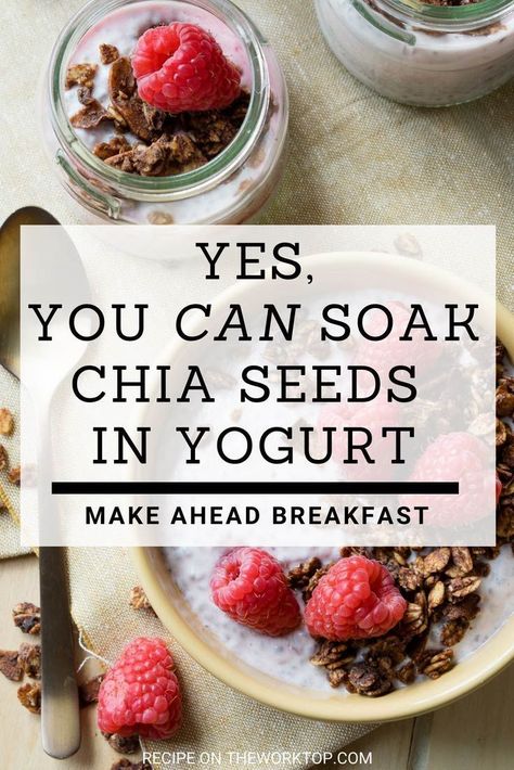 Overnight Chia Seeds in Yogurt makes a healthy and delicious breakfast. If you can keep your eyes open for an extra 30 seconds before bed, put yogurt, milk and chia seeds in a bowl, give it a stir, and place it in the refrigerator. As you get your sleep, the chia seeds do their magic and transform into a nourishing breakfast. Enjoy this chia seed pudding with yogurt any day of the week as a quick and simple breakfast. Recipe on theworktop.com. || #chiaseeds #chiapudding #chia #yogurt Chia Seed Pudding With Yogurt, Overnight Chia Seeds, Chia Seed Yogurt, Chai Pudding, Chia Seed Breakfast, Chia Yogurt, Nourishing Breakfast, Chia Pudding Recipes Healthy, Overnight Chia Pudding