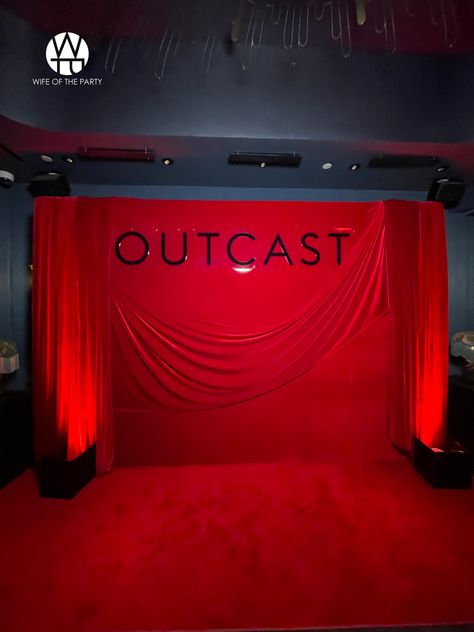 Take a step on the red carpet for a picture perfect moment. Using uplights, draping, and a custom build wall for that unqiue photo moment. #wotp #thewotp #wifeoftheparty #thewifeoftheparty #partyplanner #event #eventplanner #wecelebratepeople #loariannserna #production #party #red #lighting #outcast Draped Backdrop, Build Wall, Red Carpet Backdrop, Wall Drapes, Red Lighting, Photo Moment, Red Drapes, Red Backdrop, Custom Drapes