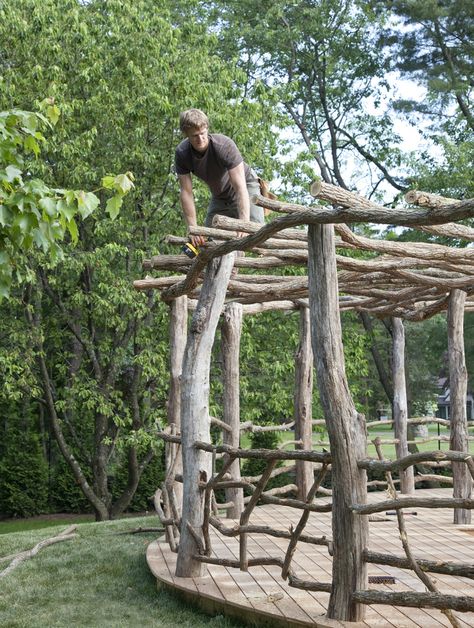 Chris Baker Garden Structures Rustic Outdoor Structures, Chris Baker, Wattle Fence, Bean Trellis, Washington And Lee University, Twig Furniture, Natural Fence, Green Houses, Outdoor Bath