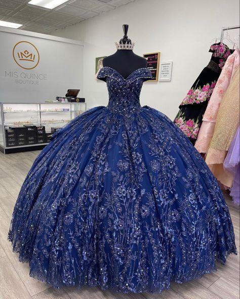 Navy Quinceanera Dresses, Dark Blue Quinceanera Dresses, Sparkly Quinceanera Dresses, Navy Blue Quinceanera Dresses, Blue Quince Dress, Royal Blue Quinceanera Dresses, Royal Blue Quinceanera, Blue Sweet 16, Starry Night Dress