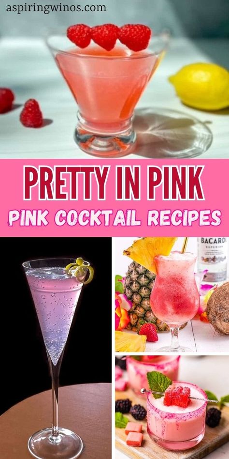 The Best Pink Cocktail Recipes | Pretty In Pink | Pretty In Pink - Pink Cocktail Recipes | Pink Wedding Cocktail Ideas | Pink Themed Parties | Pink Cocktails For Pink Parties | Cocktail Recipes #Pink #PinkWeddings #PinkParties #PinkCocktails #CocktailRecipes #PinkCocktailRecipes #PrettyInPink Pretty In Pink Drink, Fun Girly Cocktails, Pink Lemonade Cocktail Recipe, Pink Lady Cocktail Recipe, Pink Big Batch Cocktails, Virgin Pink Drinks, Pretty In Pink Cocktail, Pink Champagne Cocktail, Pink Pussycat Cocktail