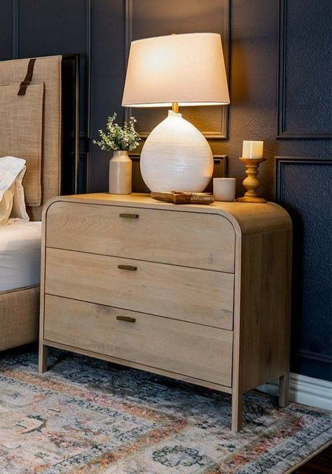 Large Nightstand Ideas Master Bedrooms, Bedroom Nightstand Decor, Large Nightstands, Large Bedside Tables, Bedroom Nightstand, Nightstand Decor, Side Tables Bedroom, Dresser Sets, Bedroom Dressers