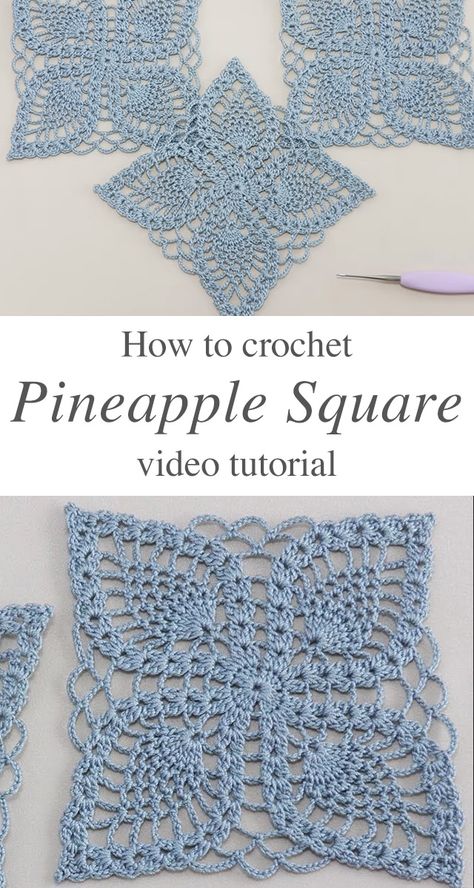 Crochet Shapes Pattern Free, Lattice Square Crochet, Free Square Crochet Doily Patterns, Pineapple Scarf Crochet Pattern, Crochet Pineapple Stitch Patterns Free, Pineapple Stitch Crochet Pattern, Crochet Lace Granny Square Pattern, Square Crochet Doily Pattern Free, Doily Patterns Square