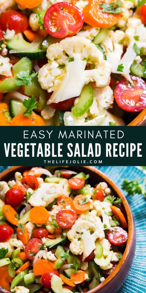 Vegetable Salad, Fresh Summer Recipes, Marinated Vegetable Salad, Cold Salad Recipes, Veggie Salad Recipes, Bbq Salads, Marinated Vegetables, Vegetable Salad Recipes, Fresh Salad Recipes