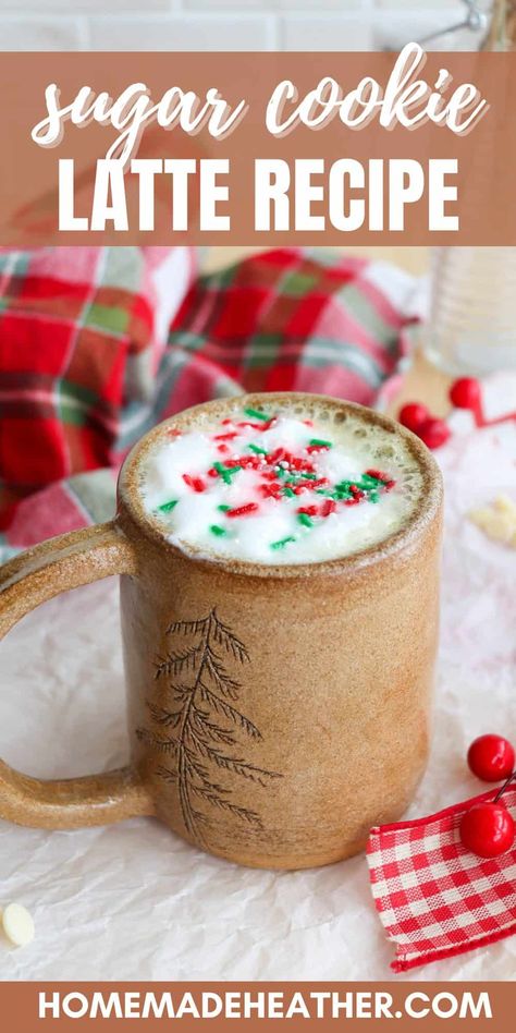 Sugar Cookie Latte (Starbucks Copycat) Sugar Cookie Latte Recipe, Sugar Cookie Latte, Steamed Milk At Home, Diy Sugar Cookies, Warm Drinks Recipes, Hot Coffee Drinks, Starbucks Latte, Nespresso Recipes, Cranberry Bliss Bars