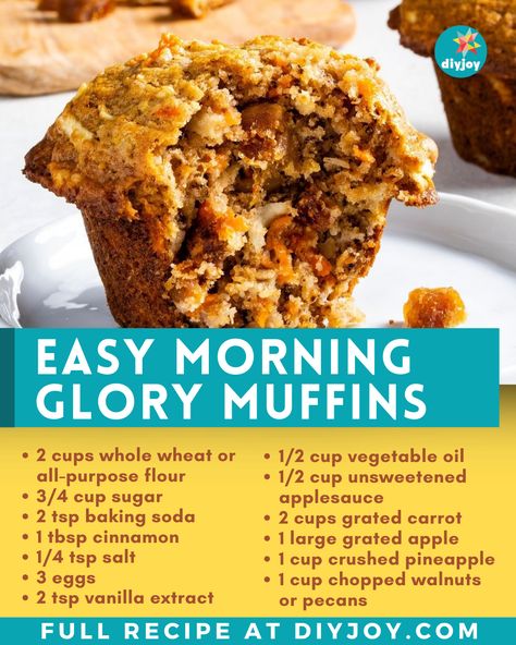 These morning glory muffins are healthy, delicious, and super easy to make! They are the perfect grab-and-go breakfast snack. High Protein Morning Glory Muffins, Healthy Morning Glory Muffin Recipes, Easy Morning Glory Muffins, Morning Glory Muffins With Pineapple, Best Morning Glory Muffins, Glorious Morning Muffins, Healthy Morning Glory Muffins, Breakfast Muffins Healthy, Morning Glory Muffins Healthy