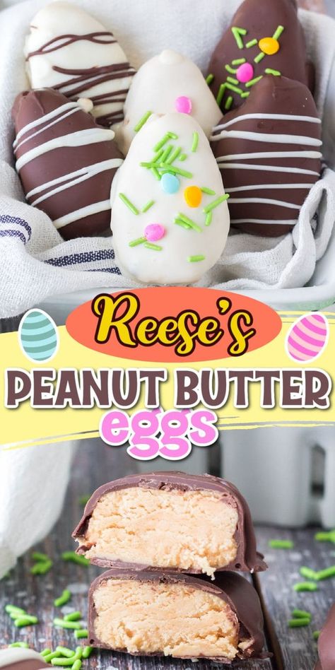 Copycat Reeses Peanut Butter Eggs, Copycat Reese’s Peanut Butter Eggs, Homemade Reese’s Peanut Butter Eggs, Homemade Reese's Eggs, Chocolate Peanut Butter Easter Eggs, Reeses Eggs Recipe, Reese’s Peanut Butter Filling, Homemade Reese’s Eggs, Reese’s Eggs