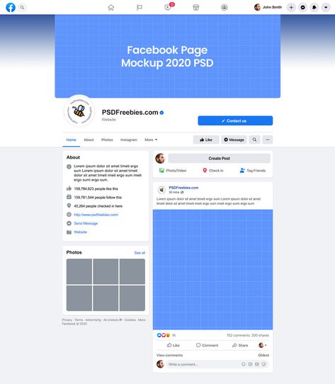 Facebook Page Mockup, Facebook Profile Template, Facebook Page Template, Facebook Mockup, Social Media Mockup, Psd Template Free, Business Templates, Facebook Business, Cover Artwork