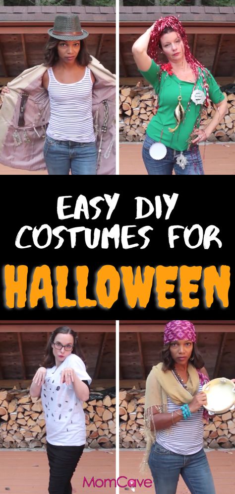 Are you ready to go trick or treating? We know you're busy so we've tried a few last-minute Halloween costume ideas that you can make with things you already have on hand. And the best part–they will cost you next to nothing. Let the haunting begin! #hallowee #halloweendiy #hallowingcostumes #momlife Easy Parent Costumes, Last Minute Mom Halloween Costumes, Easy Mom Costume Ideas, Halloween Costumes For Moms, Costumes For Moms, Easy Adult Costumes, Mom Halloween Costumes, Modern Day Hippie, Hippie Mama