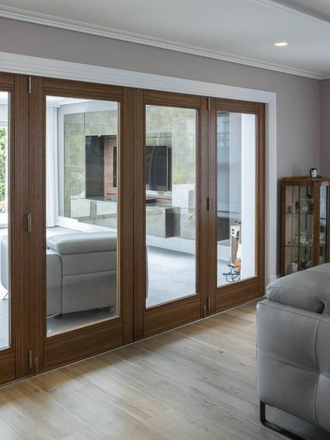 Internal Glazed Doors Ideas, Doors To Separate Living Room, Internal Glass Folding Doors, Accordion Doors Living Room, Wooden Bifold Doors Internal, Room Divider Glass Doors, Folding Partition Doors, Internal Bifold Doors Room Dividers, Internal Glass Doors Living Rooms