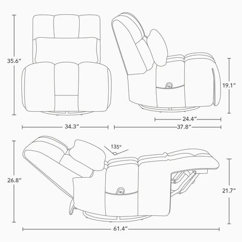 Cozy Design: The Colin power recliner is the perfect fit for the modern home. The armless design significantly increases the width of the seating area, making sitting on the recliner more comfortable and relaxed. Comfort: The power recliner chair features a 270-degree swivel, gliding, and quiet, smooth reclining function that can be operated at the push of a button. The adjustable reclining angle from 100 to 135 degrees provides flexibility and versatility for maximum comfort. Seat Firmness:... Home Cinema Room, Swivel Recliner Chairs, Power Recliner Chair, The Push, Cozy Design, Head Pillow, Swivel Recliner, Cinema Room, Power Recliner