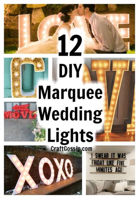 12 DIY Marquee Wedding Lights – DIY Weddings Diy Light Up Wedding Sign, Marquee Lights Wedding, Weddings Under 5000, Diy Wedding Lighting, Vintage Signs Diy, Light Up Marquee Letters, Diy Marquee Letters, Ideas For Crafts, Rustic Burlap Wedding