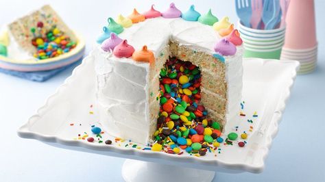 Rainbow Surprise Inside Cake Surprise Inside Cake, Inside Cake, Surprise Cake, Gender Reveal Cake, Box Cake Mix, White Cake Mixes, Vanilla Frosting, Round Cake Pans, Betty Crocker