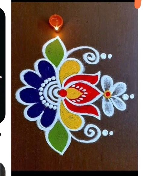 Simple Asthetic Rangoli Design, Small Side Rangoli Design, Simple Circle Rangoli Design, Kamal Flower Rangoli Designs, Easy Rangoli Diwali Designs, Chath Puja Rangoli Designs, Small Diwali Rangoli Designs, Diwali Small Rangoli Designs, Rangoli Daily Simple