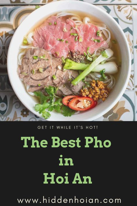 Pho is often the first thing that comes to mind when Vietnamese food is mentioned. To find out where you can get the most delicious pho in Hoi An, read our guide to "The Best Pho in Hoi An." http://bit.ly/2I18tS7 #HoiAn #Vietnam #Asia #travel #food #pho Brisket Pho, Pho Tai, Vietnamese Beef Pho, Pho Beef, Pho Broth, Vietnamese Beef, Pho Noodles, Chicken Pho, Vietnamese Pho