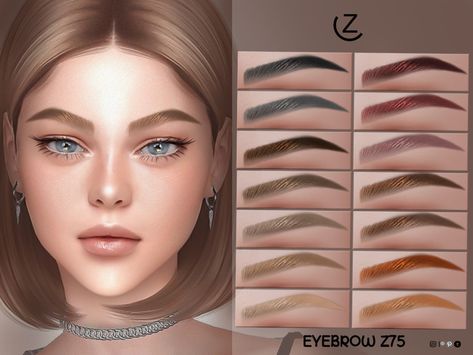 The Sims Resource - Sims 4 - ZENX - Eyebrows Z75 Hyper Realistic Sims 4 Cc, Realistic Sims 4 Cc, Realistic Sims, Medieval Hair, Cc Makeup, Horse Braiding, Bushy Eyebrows, Medieval Hairstyles, Pelo Sims