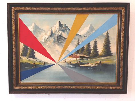 Thrift store art revamp: Art Painting Scott Erickson, Thrift Store Crafts Upcycling, Thrift Store Art, Thrift Store Upcycle, Vintage Thrift Stores, Thrifted Home Decor, Thrift Store Crafts, Upcycled Art, Upcycled Home Decor