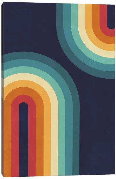 '70s Retro Wall Art: Groovy Decor Inspired by '70s Aesthetics 70s Painting Ideas, 70s Wall Mural, Office Layouts, Ipad Things, Teen Wall Art, Blue Canvas Art, Ipad Aesthetic, Retro Graphic Design, Double Rainbow