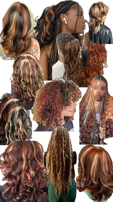 Calico Hair, Dyed Curly Hair, Beautiful Black Hair, Dreadlock Styles, Dyed Hair Inspiration, Birthday Hair, Cute Box Braids Hairstyles, Pretty Hair Color, Pretty Braided Hairstyles