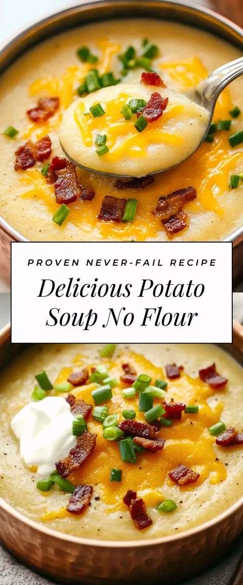 Image for Delicious Potato Soup No Flour Potato Soup Without Flour, Gluten Free Potato Soup Recipes, Smooth Potato Soup, Low Cal Potato Soup, Gluten Free Baked Potato Soup, Gf Potato Soup, Potato Soup No Flour, Potato Soup No Milk, Low Sodium Potato Soup