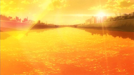 Yellow Anime Aesthetic Background, Yellow Anime Background, Yellow Gif Aesthetic, Anime Aesthetic Orange, Yellow Header Gif, Aesthetic Orange Pastel, Yellow Gif, Sunset Gif, Yellow Anime